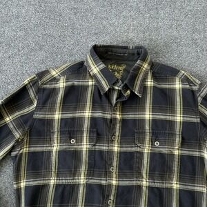 Kuhl Shirt Mens Medium Eluxur Ionik Merino Wool Blend Grey Yellow Plaid Flannel
